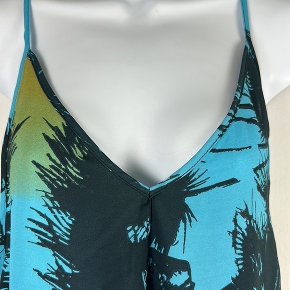 Olivaceous Sheer Shorts Romper Beach Swim Coverup Size S Tropical Print Pockets - Picture 2 of 16